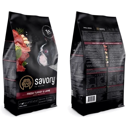 Сухой корм Savory для собак малых пород со свежим мясом индейки и ягнятиной, 1 кг (4820232630341): Тип Сухой корм