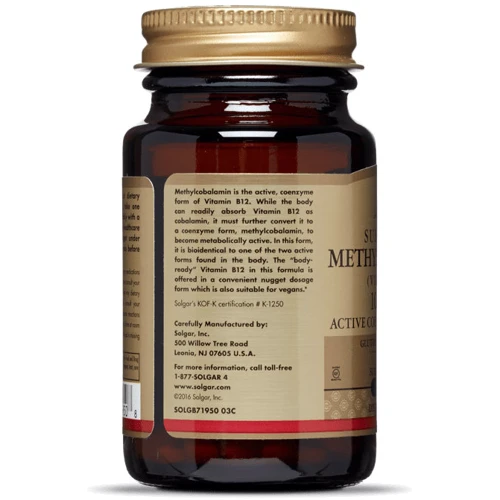 Solgar Sublingual Methylcobalamin (Vitamin B12), 1000 mcg, 60 Nuggets Сублингвальный метилкобаламин (Витамин В12) (SOL-01951): Форма выпуска Таблетки жевательные