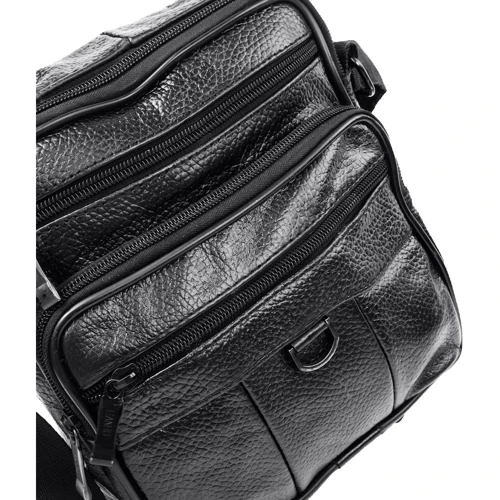 Мужская сумка через плечо Valiria Fashion черная (3DETAW8094-4): Фактура Матовая, Зернистая