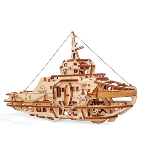 Механічний 3D пазл UGEARS "Буксир" (70078): Вид військова, повітряна техніка, кораблі, поїзди