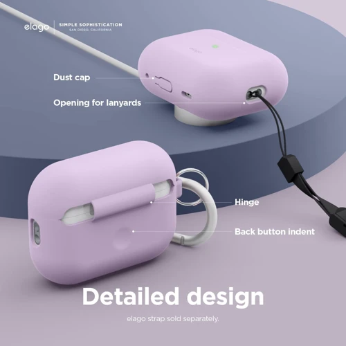 Чехол для наушников Elago Silicone Hang Case Lavender (EAPP2SC-HANG-LV) for Apple AirPods Pro 2 фото 4