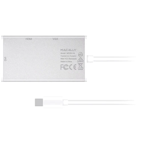 Адаптер Macally Mini DisplayPort to DVI/HDMI/VGA (MD-3N1-4K): Додаткові роз'єми VGA, HDMI, DVI