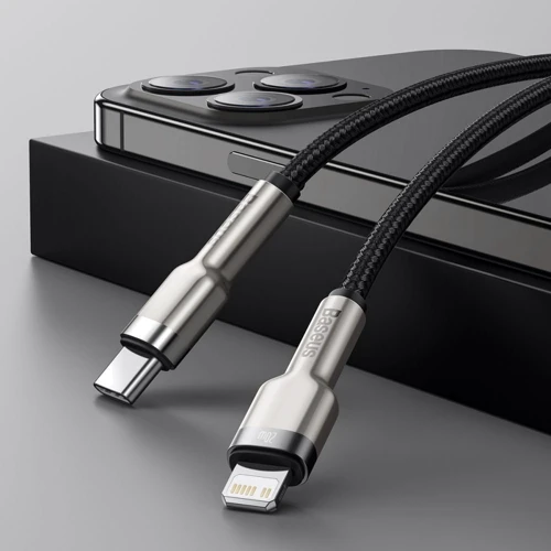 Кабель Baseus Cable USB-C для освітлення PD Cafule Metal 20W 25cm Black (CATLJK-01) фото 3