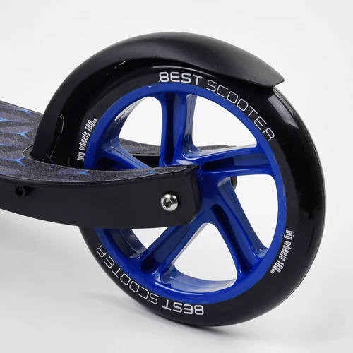 Самокат двухколесный Best Scooter с PU колесами, 1 амортизатором Black/Blue (99663): Максимальная допустимая нагрузка, кг 100