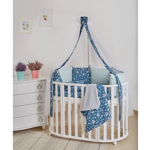 Постельный комплект 8 эл. Twins Dolce Лесные жители 4063-D-014, dark blue, темно-синий