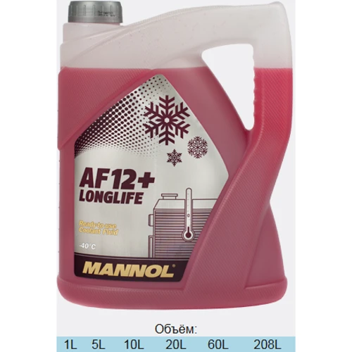 Антифриз MANNOL Antifreeze AF12 + червоний -40C 10л