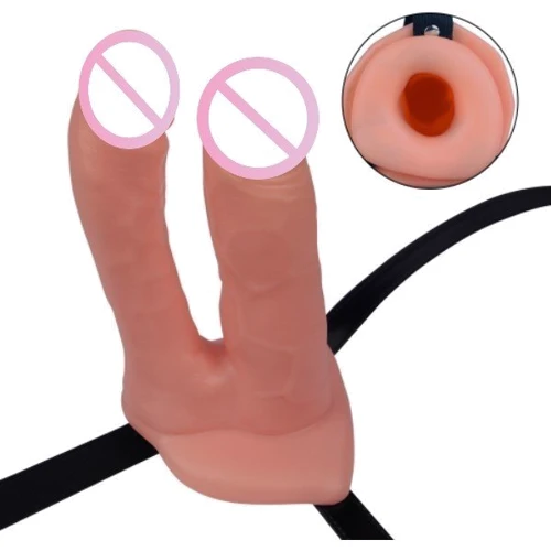 Двойной полый страпон LoveToy Unisex Hollow Double Penetrator 6"