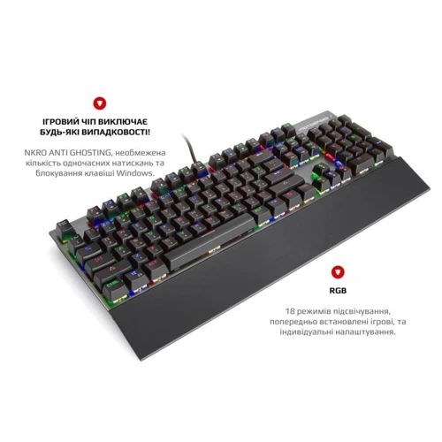 Клавиатура Motospeed CK108 USB ENG, UKR, RUS Outemu Red, RGB (mtck108mr): Интерфейс подключения USB