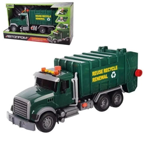 Машинка Автопром Мусоровоз 1:18 свет, звук, подвижные детали (7974)
