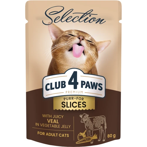 Влажный корм Club 4 Paws Premium Selection Cat Slices Veal in Vegetable Jelly с телятиной для котов 12х80 г (4820215368032)