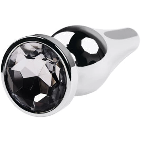 Анальная пробка с кристаллом Toyfa Metal Silver anal plug white gem