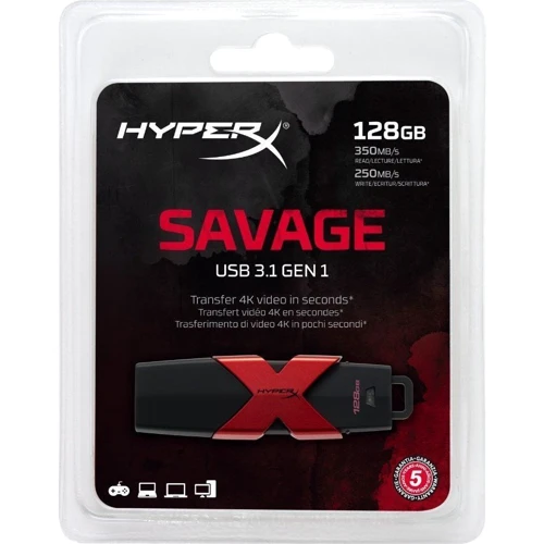USB-флешка Kingston 128GB HX Savage USB 3.1 Black/Red (HXS3/128GB) фото 8