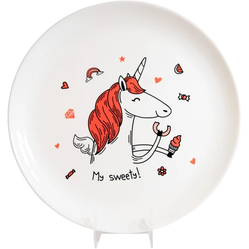Тарелка PAPAdesign Единорог My sweety зеленый