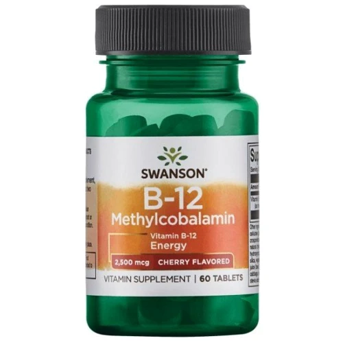 Swanson Vitamin B-12 Methylcobalamin 2500 mcg Витамин В-12 со вкусом вишни 60 таблеток