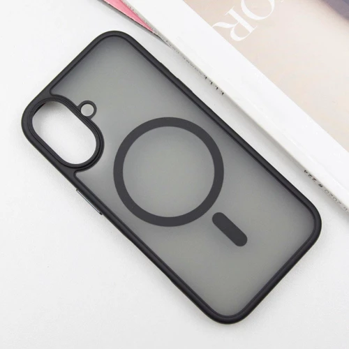 Чехол для iPhone Mobile Case TPU+PC Metal Buttons with MagSafe Black for iPhone 16: Цвет черный