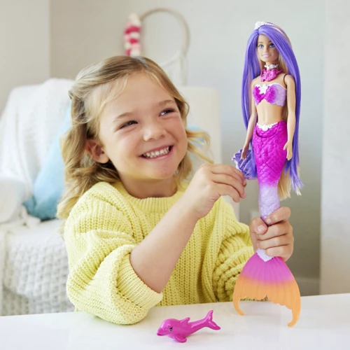 Лялька-русалка Barbie Dreamtopia Русалка Кольорова магія (HRP97): Особливості Меняет цвет