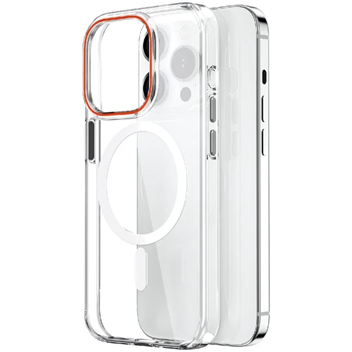 Чехол для iPhone WIWU Crystal MagSafe Clear/Orange for iPhone 15 Pro Max (ZYS-013): Цвет прозрачный