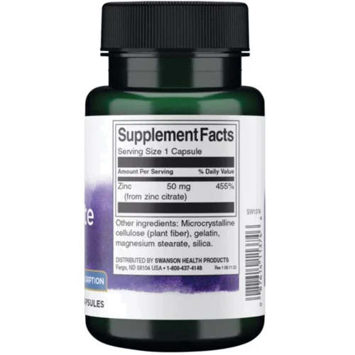 Swanson Zinc Citrate 50 mg Цитрат цинка 60 капсул: Форма выпуска Капсулы