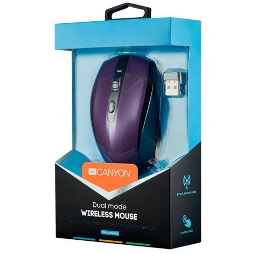 Мышь Canyon CNS-CMSW08V Violet: Интерфейс подключения Bluetooth, Wireless