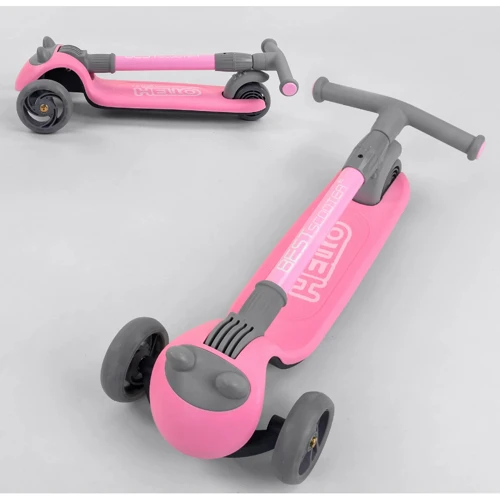 Самокат трехколесный Best Scooter складной алюминиевый руль, 3 колеса PU со светом Pink (102029): Максимальная допустимая нагрузка, кг 60