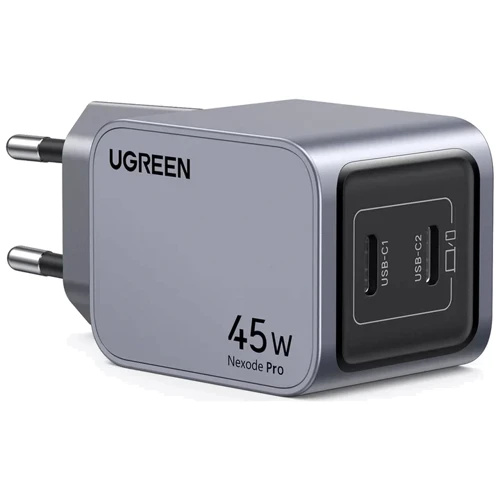 Зарядний пристрій Ugreen Wall Charger X707 USB-C+USB-C GaN 45W Space Gray (35008): Особливості Быстрая зарядка, Power Delivery (PD)