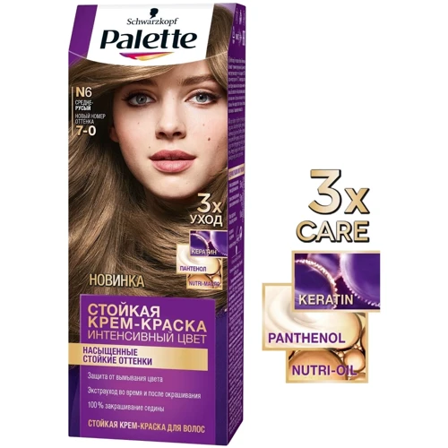 Palette Крем-краска для волос Интенсивный цвет 7-0 (N6) Средне-русый 110 ml: Объем, мл 110
