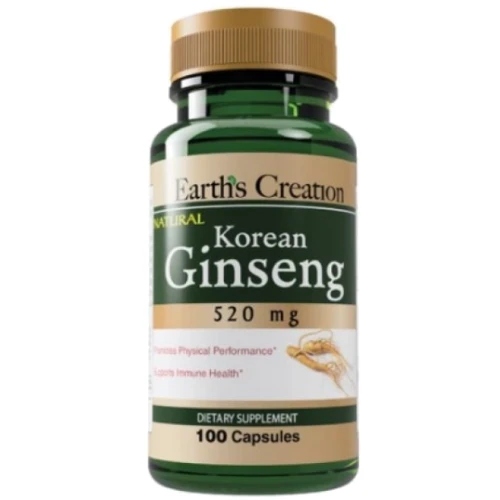 

Earth‘s Creation Korean Ginseng Корейский женьшень 520 мг 100 капсул