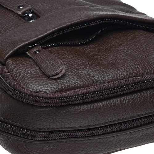 Мужская сумка планшет Borsa Leather коричневая (K11027-brown): Застежка Молния