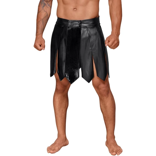 Мужская юбка гладиатора Noir Handmade H053 Eco leather men's gladiator skirt Black, S