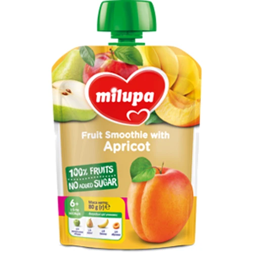 Milupa пюре яблоко, груша, банан и абрикос 80 г пауч от 6 мес.