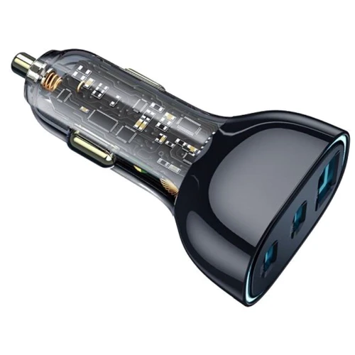 Зарядное устройство WIWU Car Charger PC700 2xUSB-C+USB 80W Black: Кабель в комплекте отсутствует