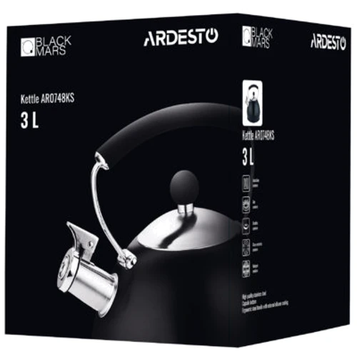 Чайник Ardesto Black Mars 3 л (AR0748KS): Особенности Свисток