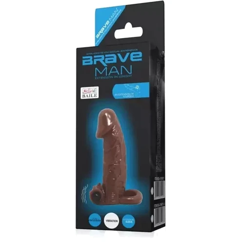 Насадка - презерватив с вибрацией LYBAILE Brave Man, коричневая (BI-016011)