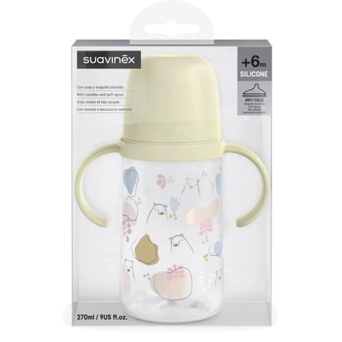 Чашка с силиконовим носиком Suavinex Bear family 270 мл +6 месяцев зеленая (308679): Обьем, мл 270