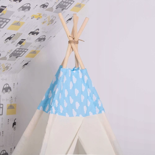 Детская палатка Springos Tipi XXL вигвам бело-голубая (TIP05)
