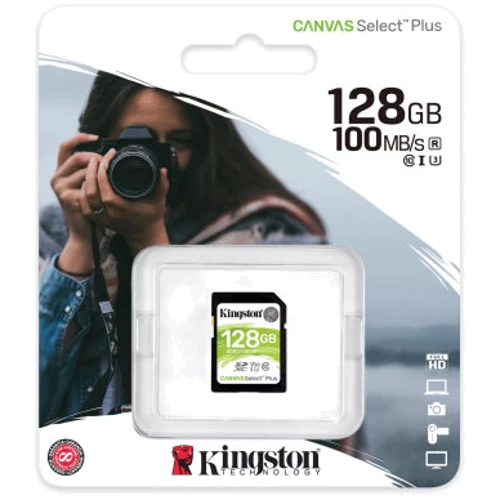Карта пам'яті Kingston 128GB SDXC Class 10 UHS-I U3 V30 Canvas Select Plus (SDS2/128GB): Обсяг 128 ГБ