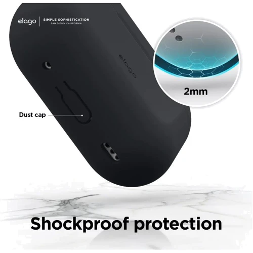 Чехол для наушников Elago Silicone Basic Case with Nylon Lanyard Black (EAPP2SC-BA+ROSTR-BK) for Apple AirPods Pro 2 фото 3