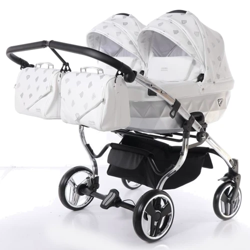 Универсальная коляска для двойни 2 в 1 Junama Glow Duo 03, белый с серебристым (J-G-DUO-03): Возможность установки люльки есть
