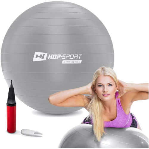 Мяч для фитнеса Hop-Sport 55 см + насос серебристый (HS-R055YB) фото 6