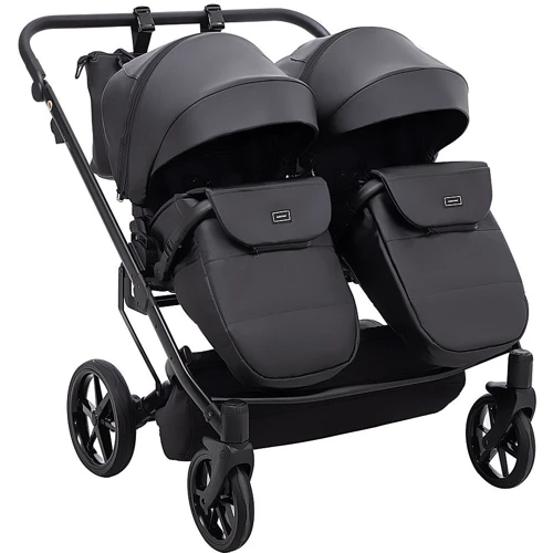 Коляска універсальна для двійні 2 в 1 Adamex Leo Duo Eco SA-2 чорний (681143): Матеріал коліс полиуретан
