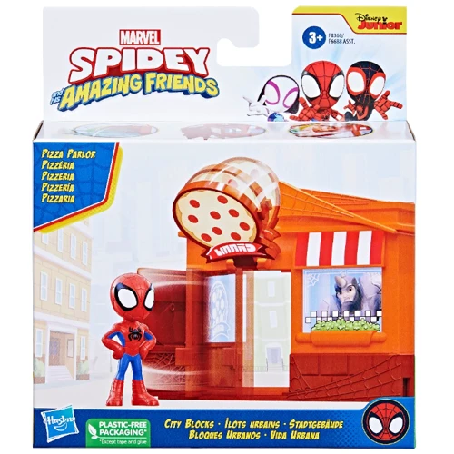 Набор игрушечный HASBRO Spider-Man SPD Стреляющий паук Веб сплешерс серии Человек-паук F8360 SAF CITY BLOCKS PIZZA SPIDEY (F6688_F8360)