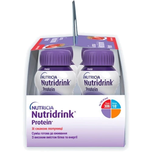 Энтеральное питание Nutricia Nutridrink Protein Strawberry со вкусом клубники 4х125 мл (8716900565380): Возраст От 6 лет