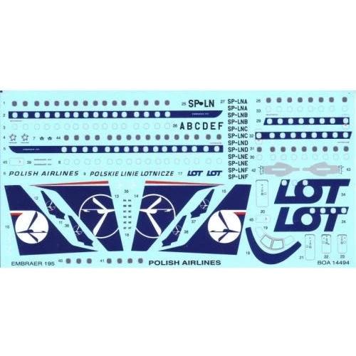 Декаль Boa Decals для самолета Embraer ERJ-195 LOT BOA-14494