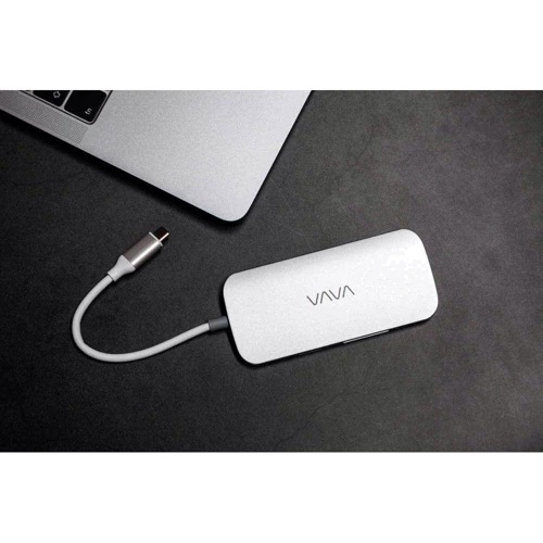Адаптер VAVA Adapter USB-C to 3xUSB+USB-C+RJ45+micro SD+SD+HDMI 100W Silver (VA-UC006): Интерфейс подключения USB-C
