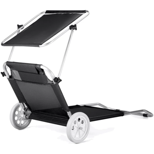 Шезлонг лежак Outtec Sun із козирком чорний (5905884420874): Вид Шезлонг