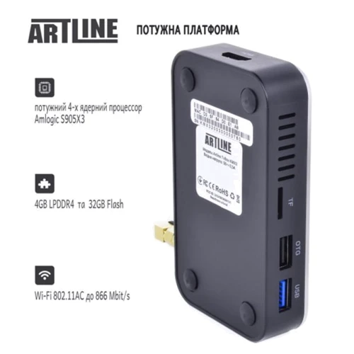Приставка Smart TV Artline TvBox KMX3: Оперативная память, ГБ 4