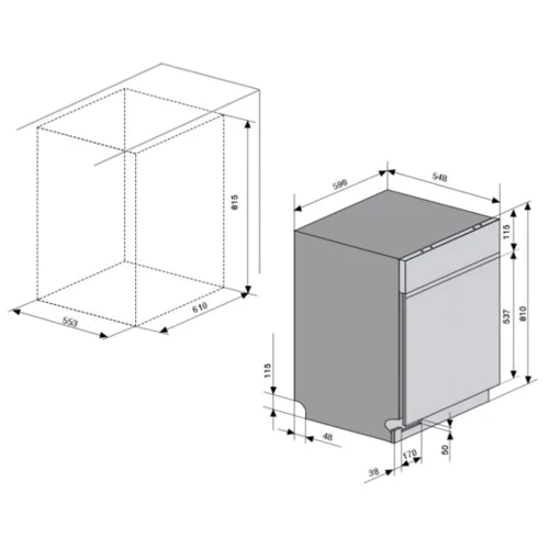 Встраиваемая посудомоечная машина Ventolux DW 6012 4M: Размеры 81x59,8x55