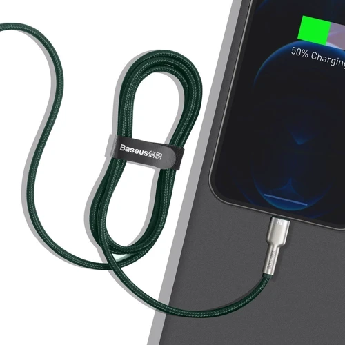 Кабель Baseus USB Cable to Lightning Cafule Metal 2.4A 2m Green (CALJK-B06): Довжина 2м