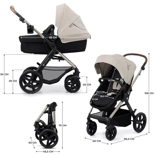 Универсальная коляска 3 в 1 Kinderkraft Moov 2 Moonlight Gray (KSMOOV02GRYEV00): Ширина шасси 61