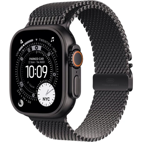 Apple Watch Ultra 3 GPS + Cellular 49mm Black Titanium Case with Black Titanium Milanese Loop - Medium (MF1Q4)